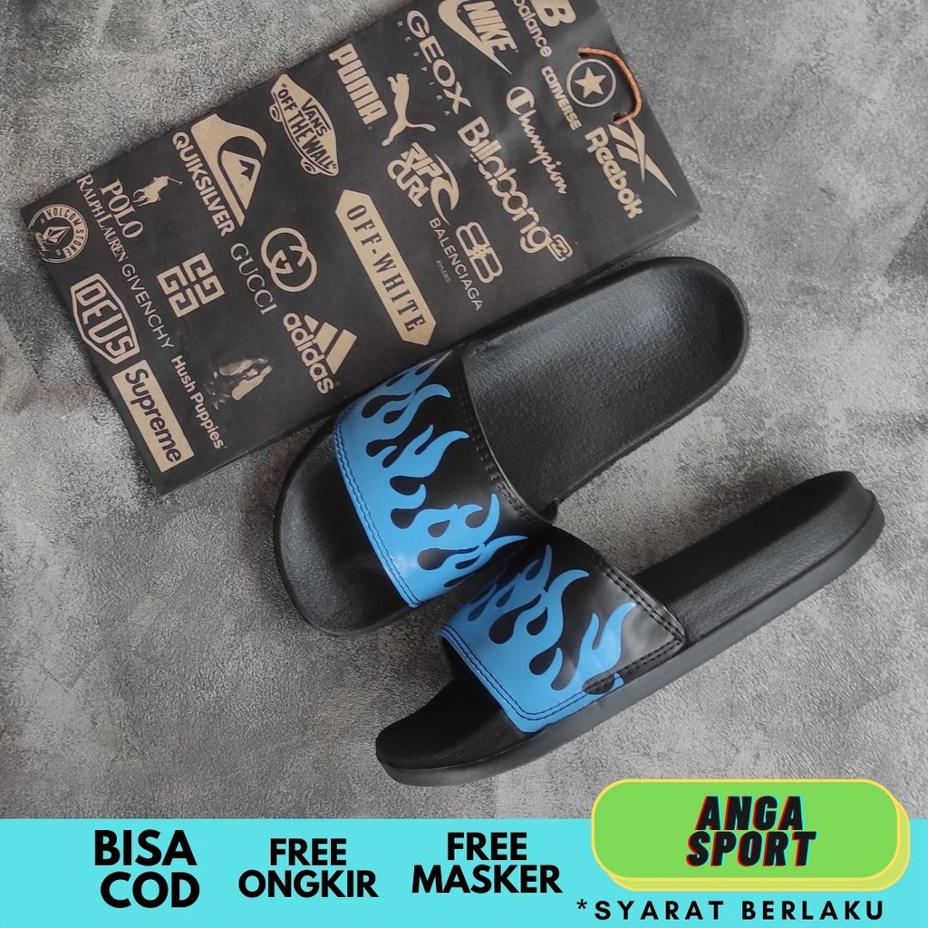 SANDAL SLIDE PRIA WITJI THRASHED BIRU TERMURAH / SANDAL SANTAI REMAJA KEREN / SENDAL SLOP DISTRO COWOK / SANDAL KASUAL FOR MEN TERLARIS