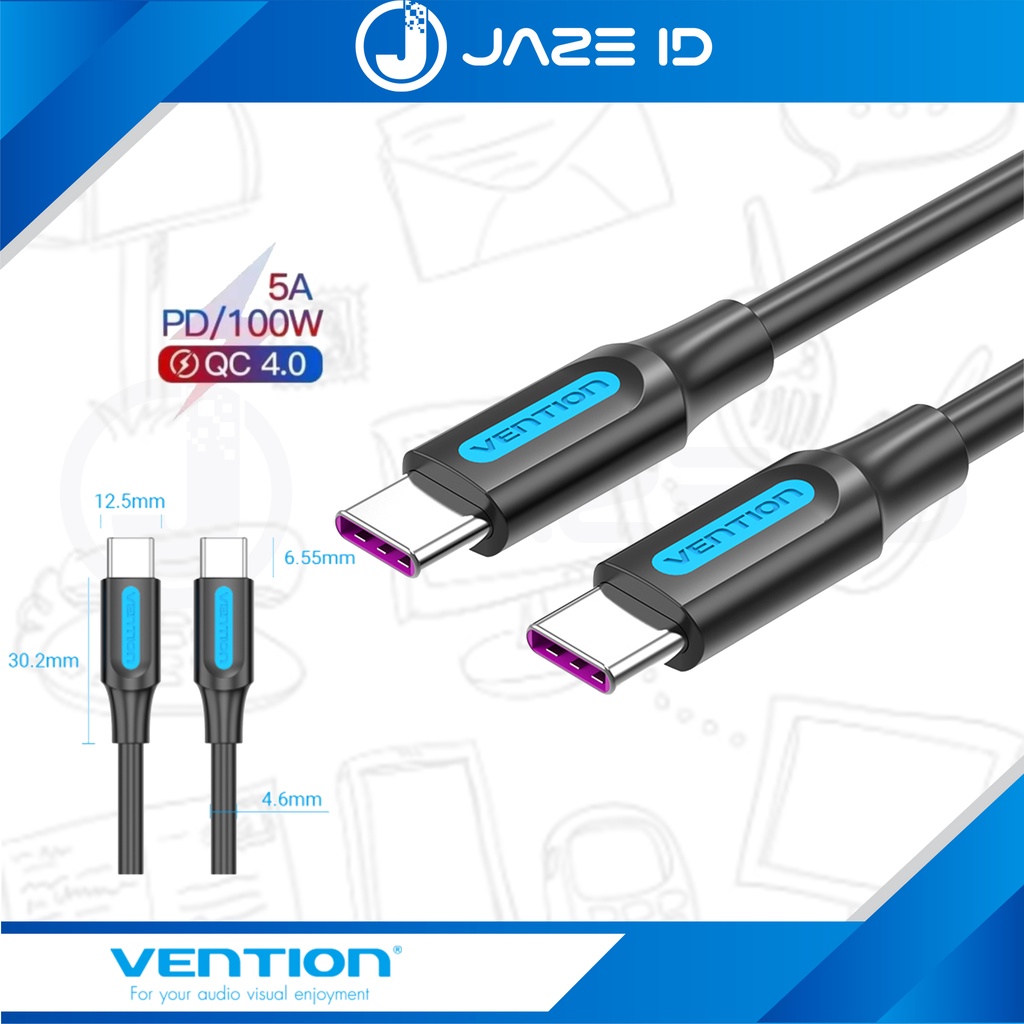 Vention Kabel USB Type C to C PD C 5A Fast Charge QC 4.0 100W 1M 1.5M