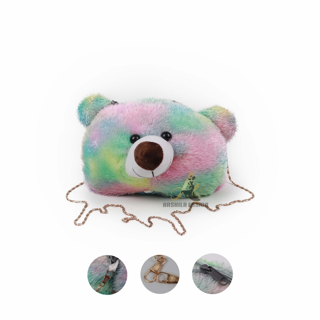 Tas Selempang bulu model Teddy Bear / Tas Selempang Korea Teddy Bear