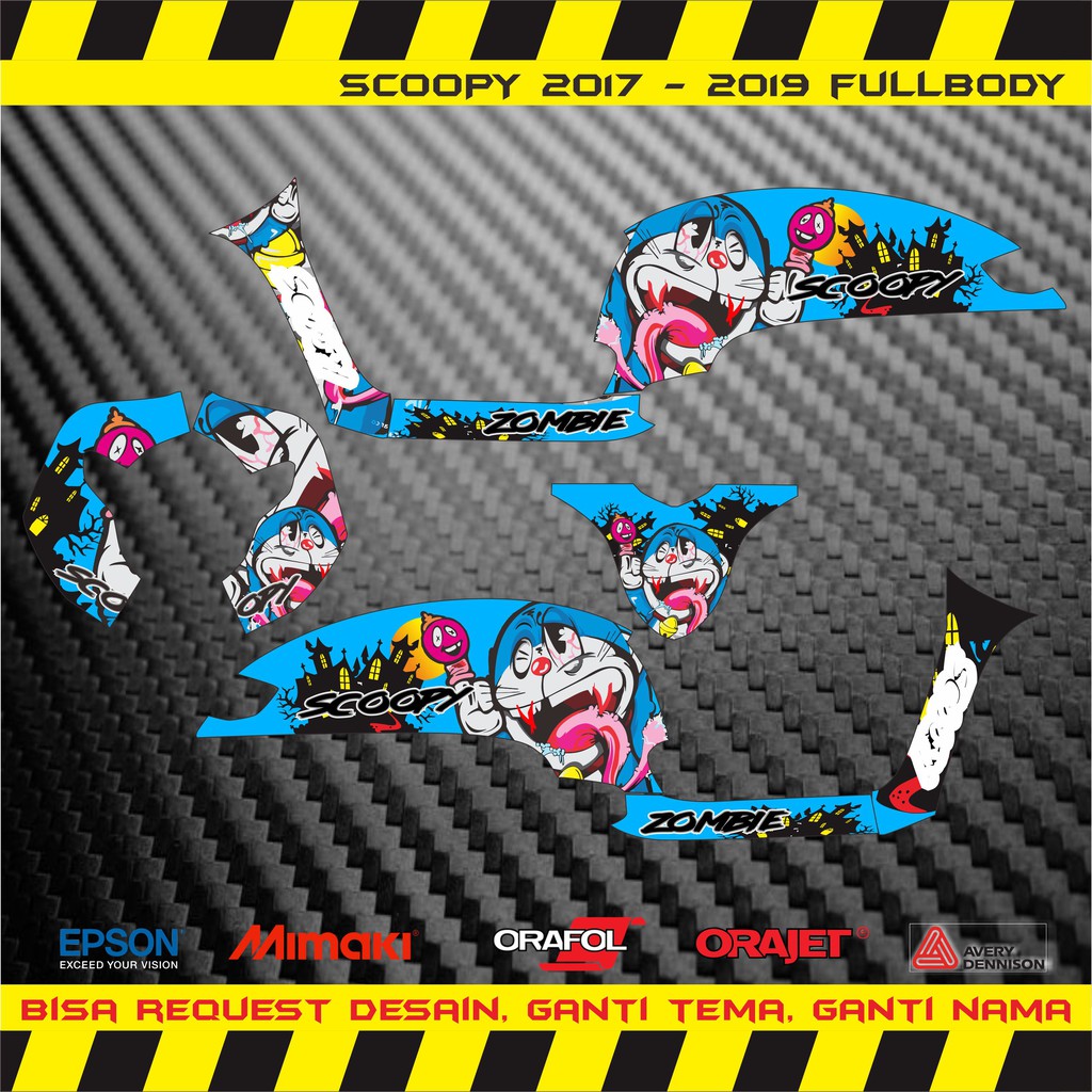 STICKER DECAL SCOOPY 2017 - 2019 MOTIF ZOMBIE DORAEMON