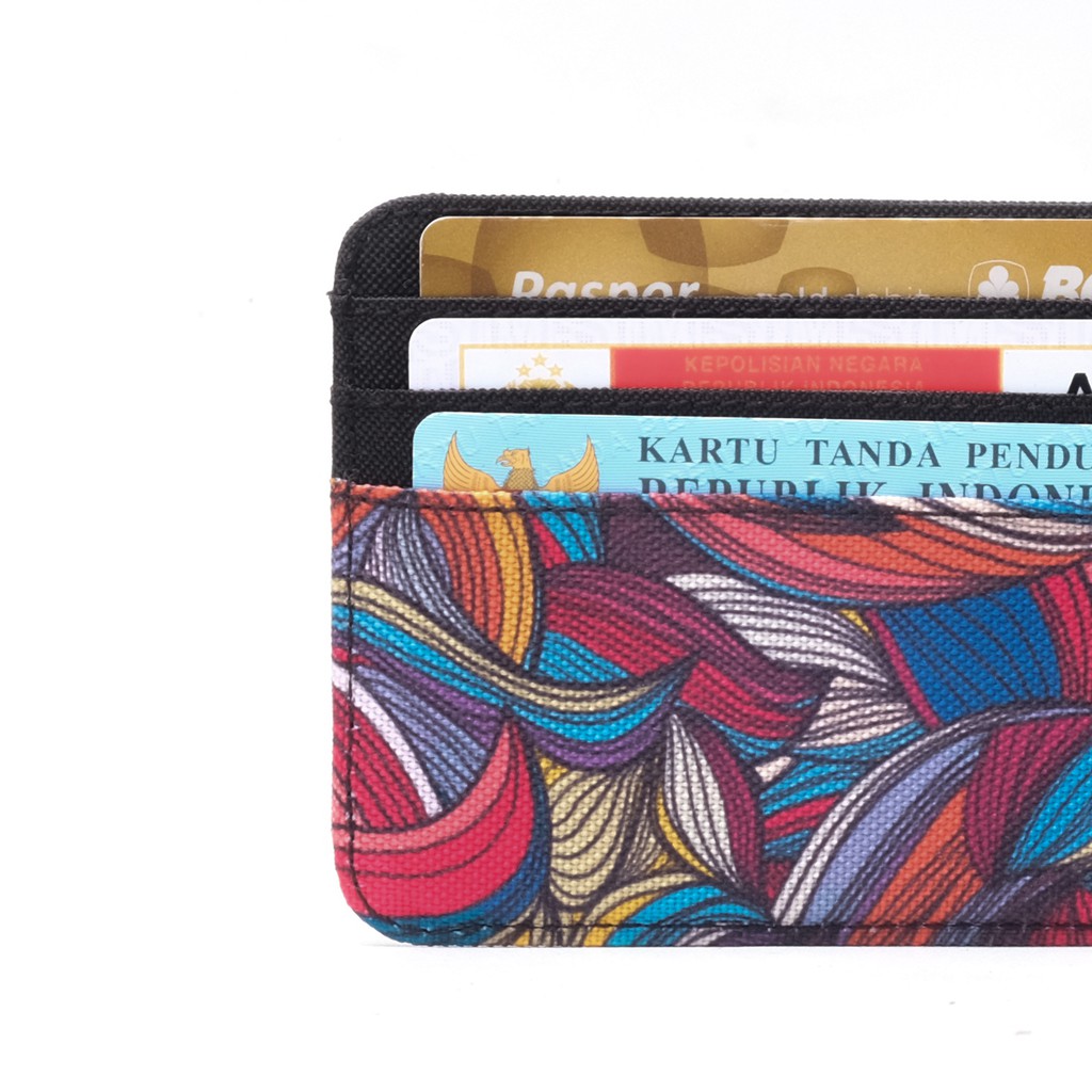 dompet kartu tipis simpel card wallet motif abstrak