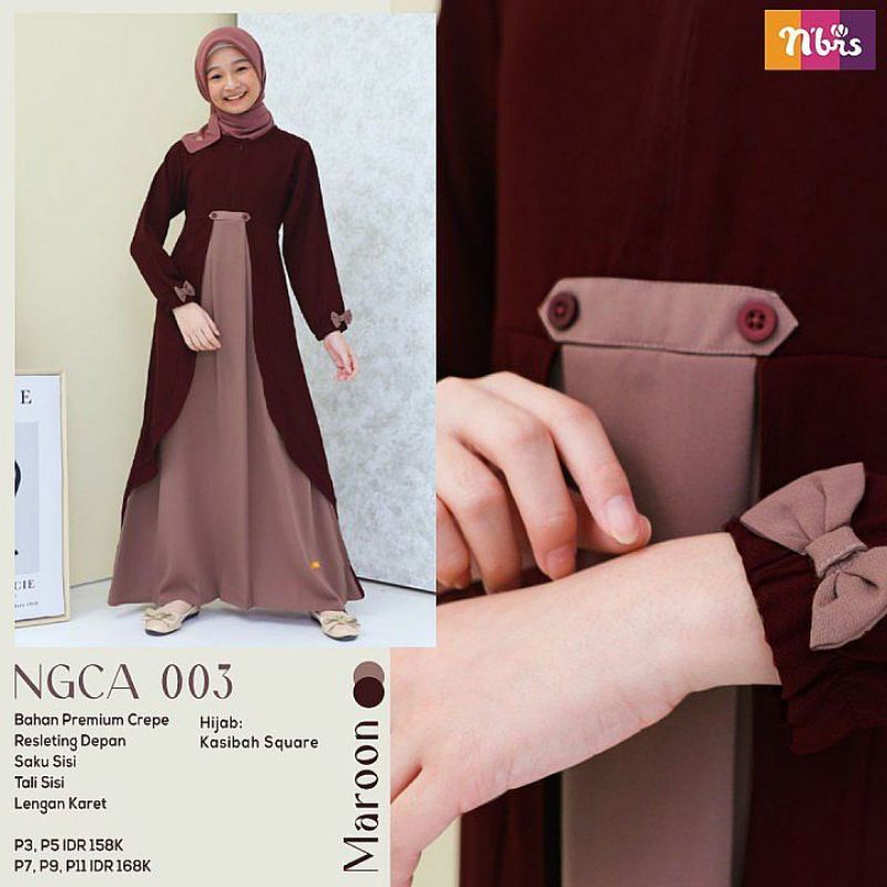 NGC A 003 Maroon/Gamis Nibras Anak