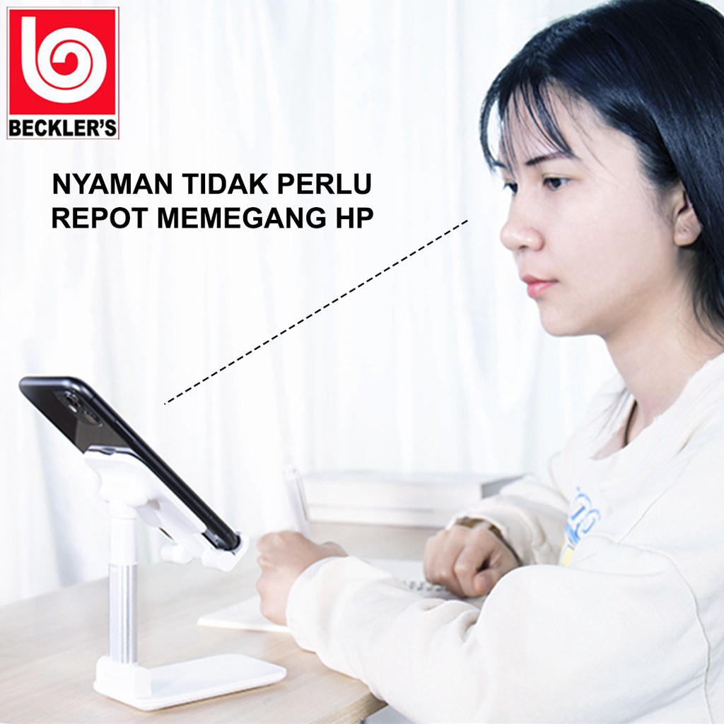 HP Holder Lipat Folding Desktop Phone Holder Stand Universal Portable Zoom Meeting Online - PUTIH