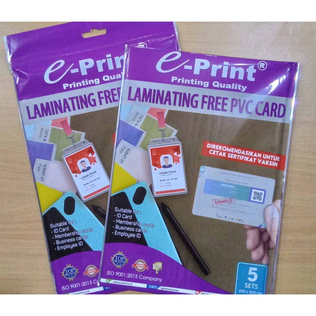 

Kertas foto PVC card Merk E-PRINT (5 set)