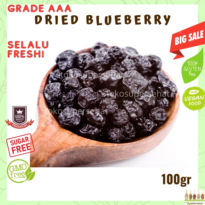 

Dried Blueberry 100gr - Blueberry Kering 100gr Tanpa Gula Tokosupersehat