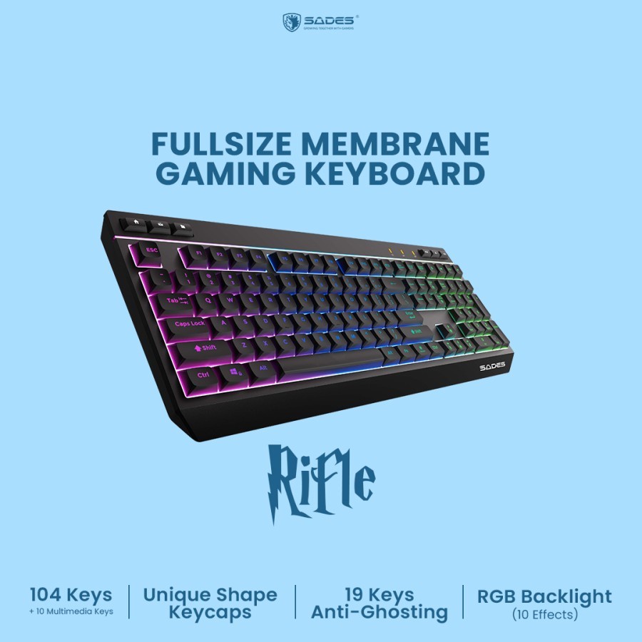 Sades Riffle Fullsize RGB Gaming Keyboard