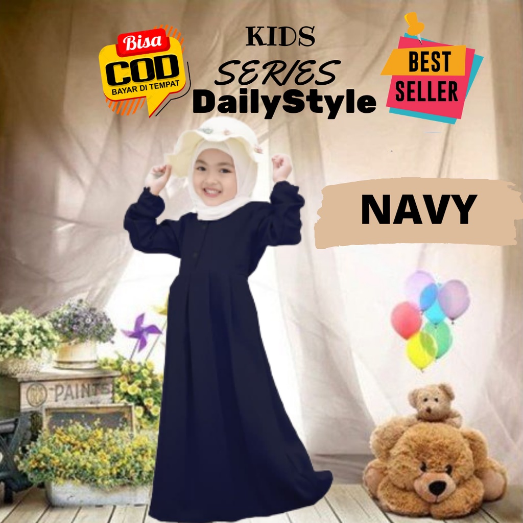 Baju anak perempuan Gamis Pakaian Muslim anak perempuan Hijab Gamis hitam polos