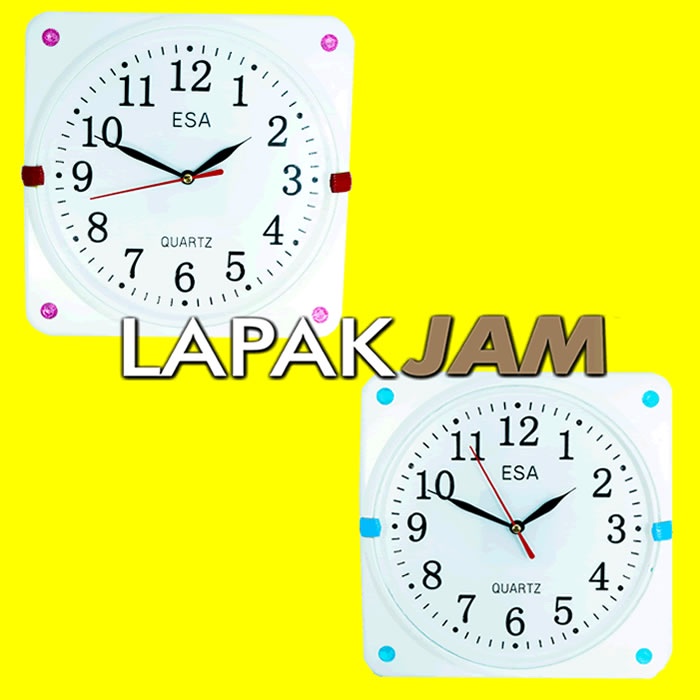 Jam Dinding Quartz Minimalis Biru Pink Esa 175 Kecil Dekorasi Kamar Unik