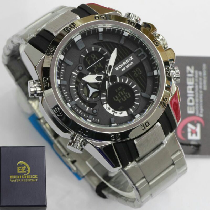 Jam tangan pria EDIREIZ Double time Original strap rantai