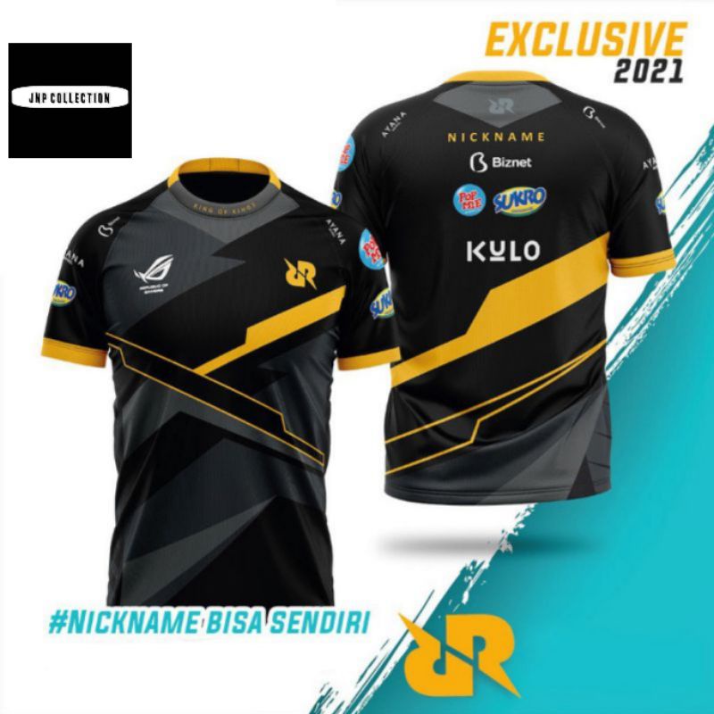 JERSEY KAOS RRQ TERBARU 2021 GAME MOBILE LEGEND ML FREEFIRE FF PUBG AOV (FREE NICKNAME)