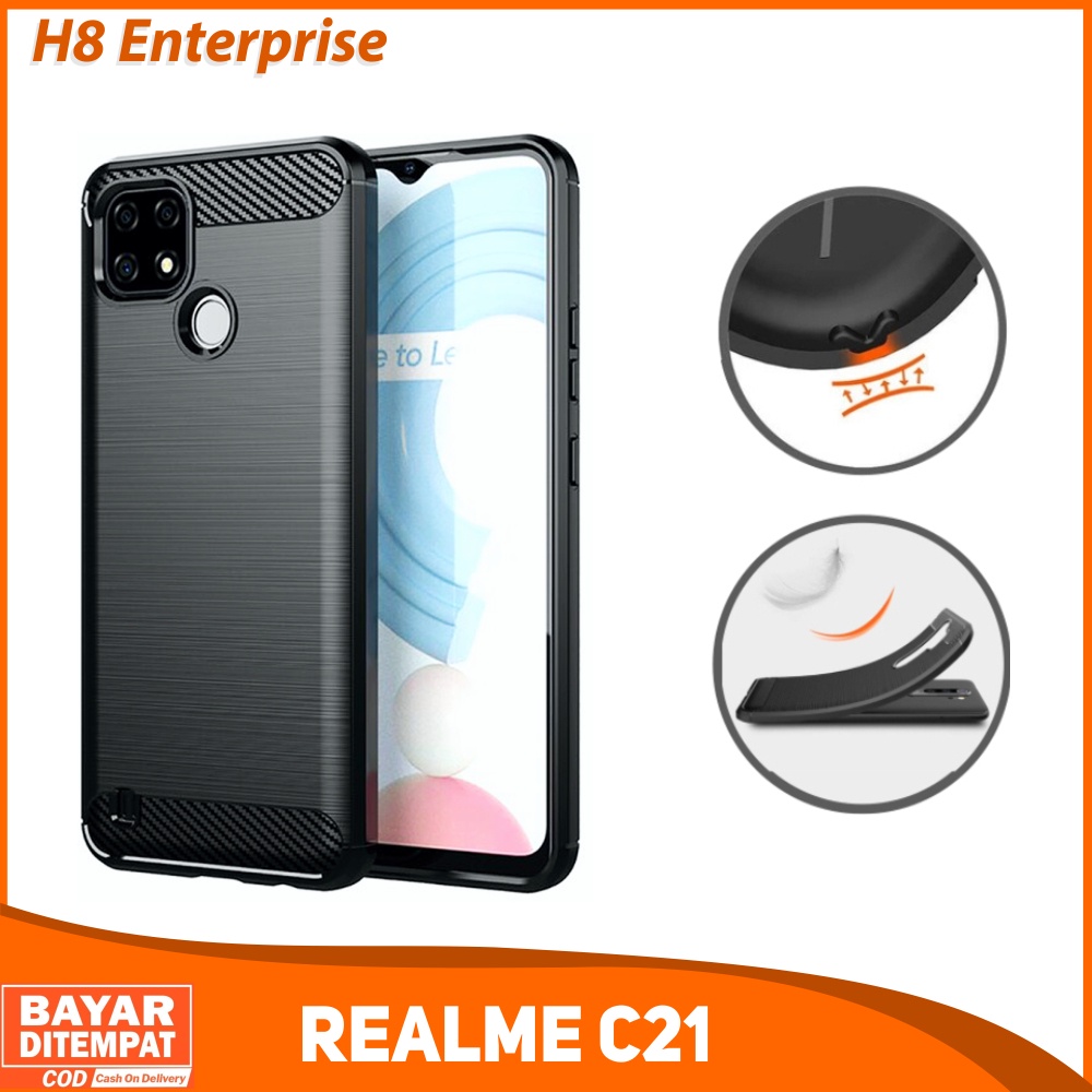 Case Realme C21 Softcase Ipaky Carbon Original