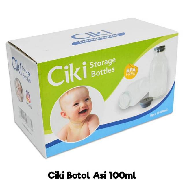 CIKI Botol Kaca Asi 100ml Isi 8 BPA Free