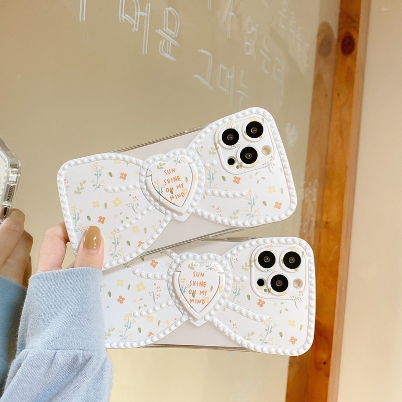 White Flower Bow Softcase Casing iphone XS XS Max XR 11 Pro Max 12 Pro Max 13 Pro Max