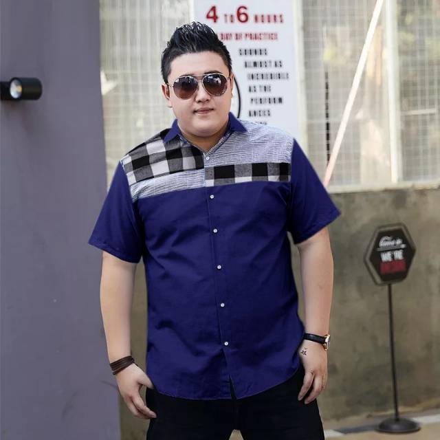 TOTOTAshop.kemeja pria jumbo DISCUS XXL &amp; 3XL,Bahan cotton super sonic premium,lengan pendek