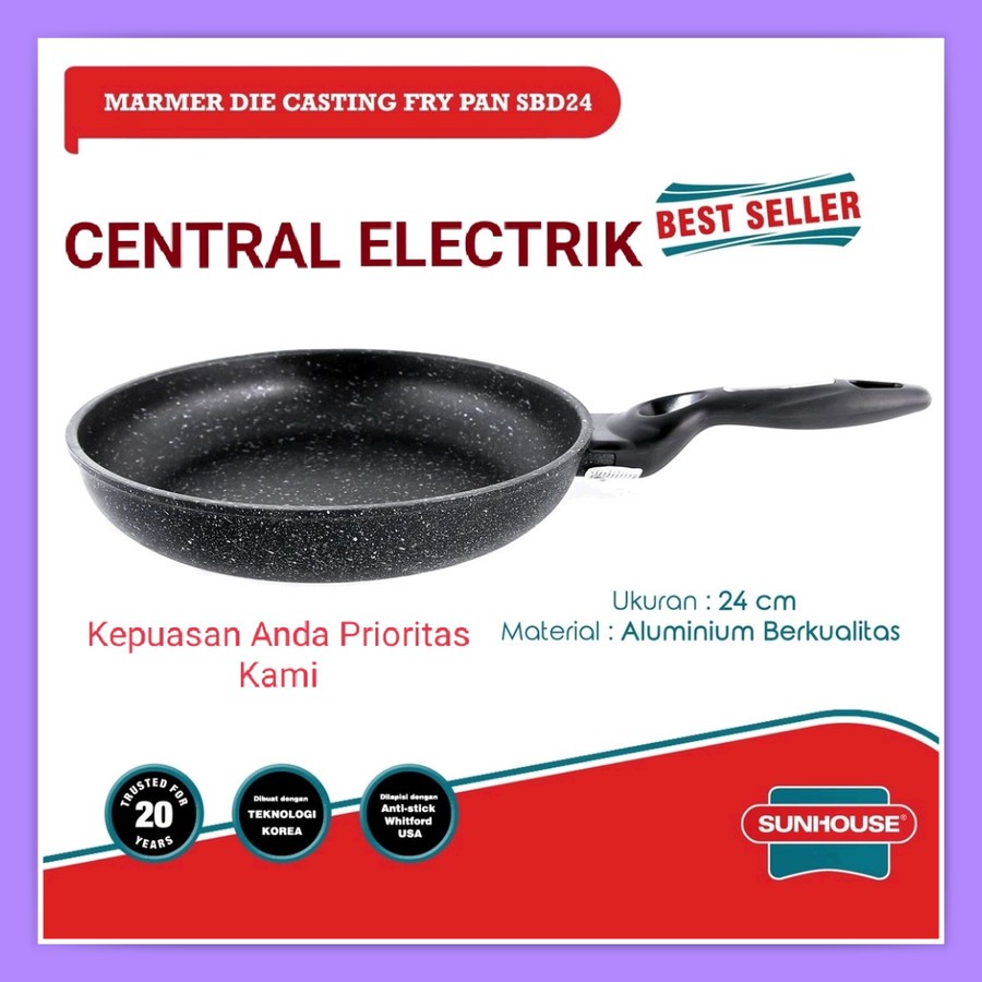 FRYPAN MARBLE SUNHOUSE 24 CM SBD24 / TEKNOLOGI KOREA / PENGGORENGAN