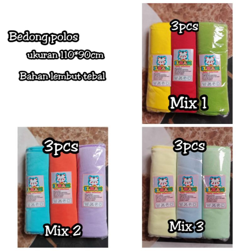 Bedong bayi  polos ISI 3 PCS