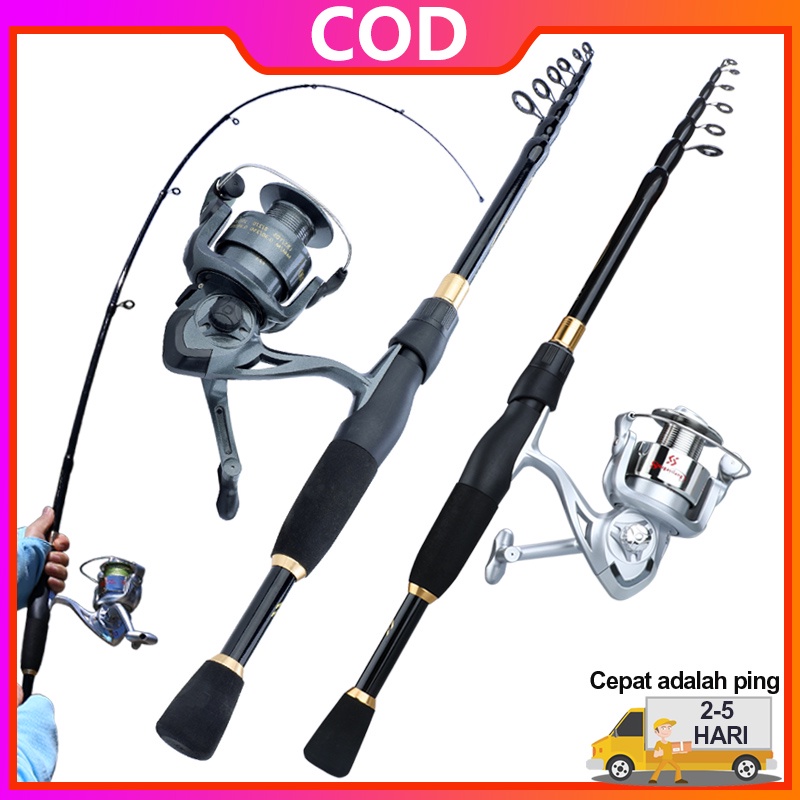 Sougayilang 1.8-2.4 m Telescopic Spinning Fishing Combo Portabel Ultralight Rod dan 6BB 5.2: 1 Kecepatan Tinggi Rasio Gear Fishing Reel pancingan set lengkap