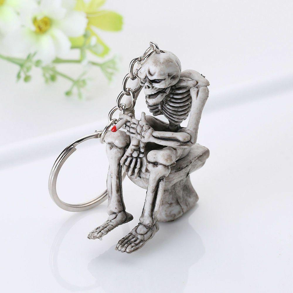 Gantungan Kunci Toilet LILY Skull Fashion Pria Toilet Ghost Karet Keyfob