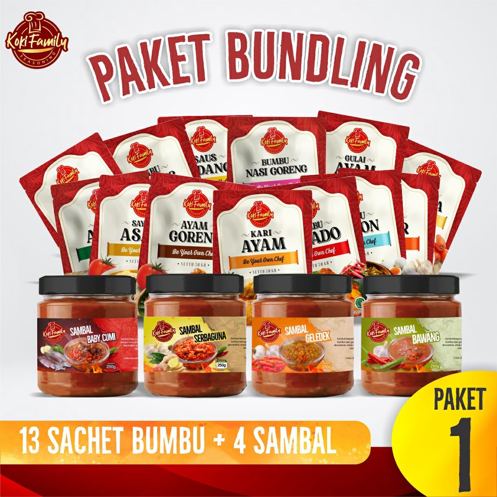 

Koki Family Paket 13 Bumbu Instan dan 1 Botol Sambal Instan (Bebas pilih Varian)