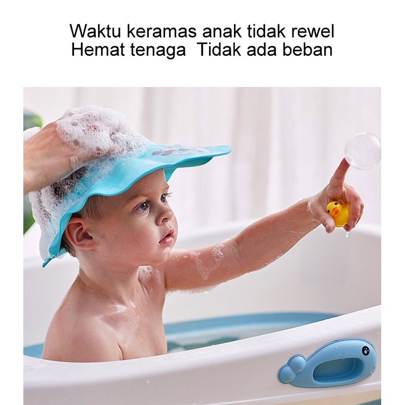 Adjustable Baby Shower Hat disney Shampoo Caps EVA topi keramas bayi ORI