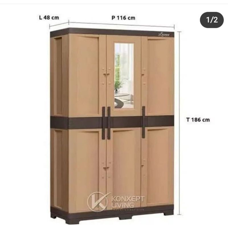 LEMARI PLASTIK LUXURY 3 PINTU