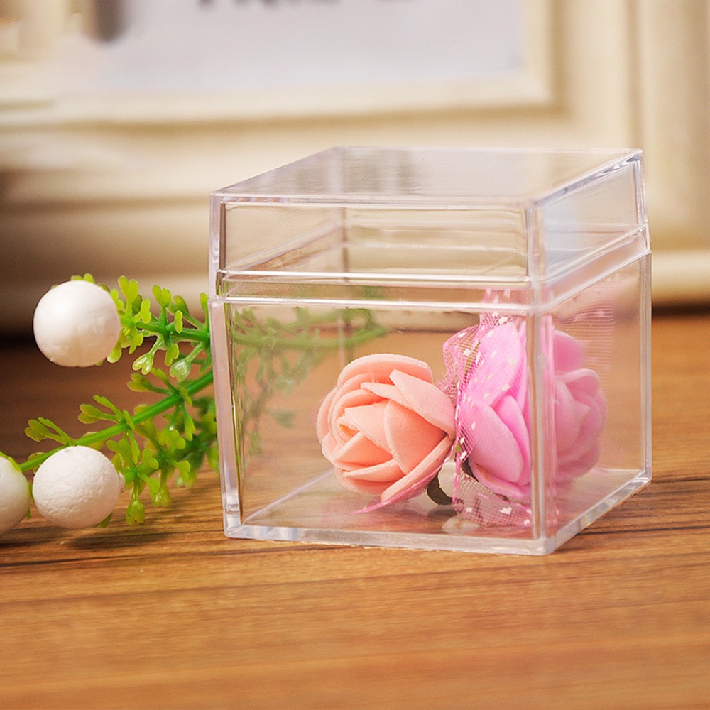 aaoottuuoo5.id Cod   2 PCS Home Transparent Acrylic Storage Box Multifunctional Cube Jewelry Display Plastic Case 5*5*5cm