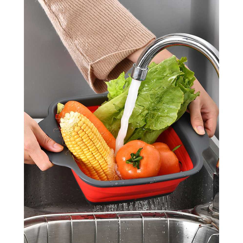 [FOOD GRADE] Keranjang Saringan Lipat Silicone Drain Basket Collapsible