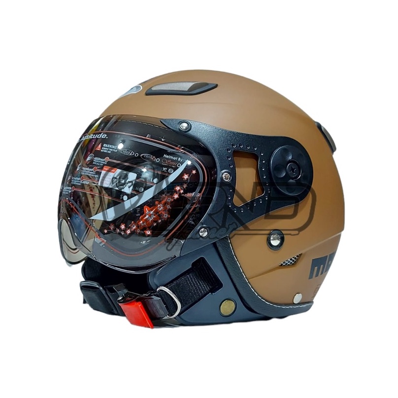 Helm Bogo Retro JPN Momo Pilot Coklat Doff