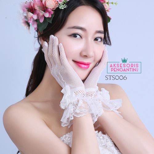 [BISA BAYAR DITEMPAT] AKSESORIS SARUNG TANGAN WANITA WEDDING GLOVES JARING STS006