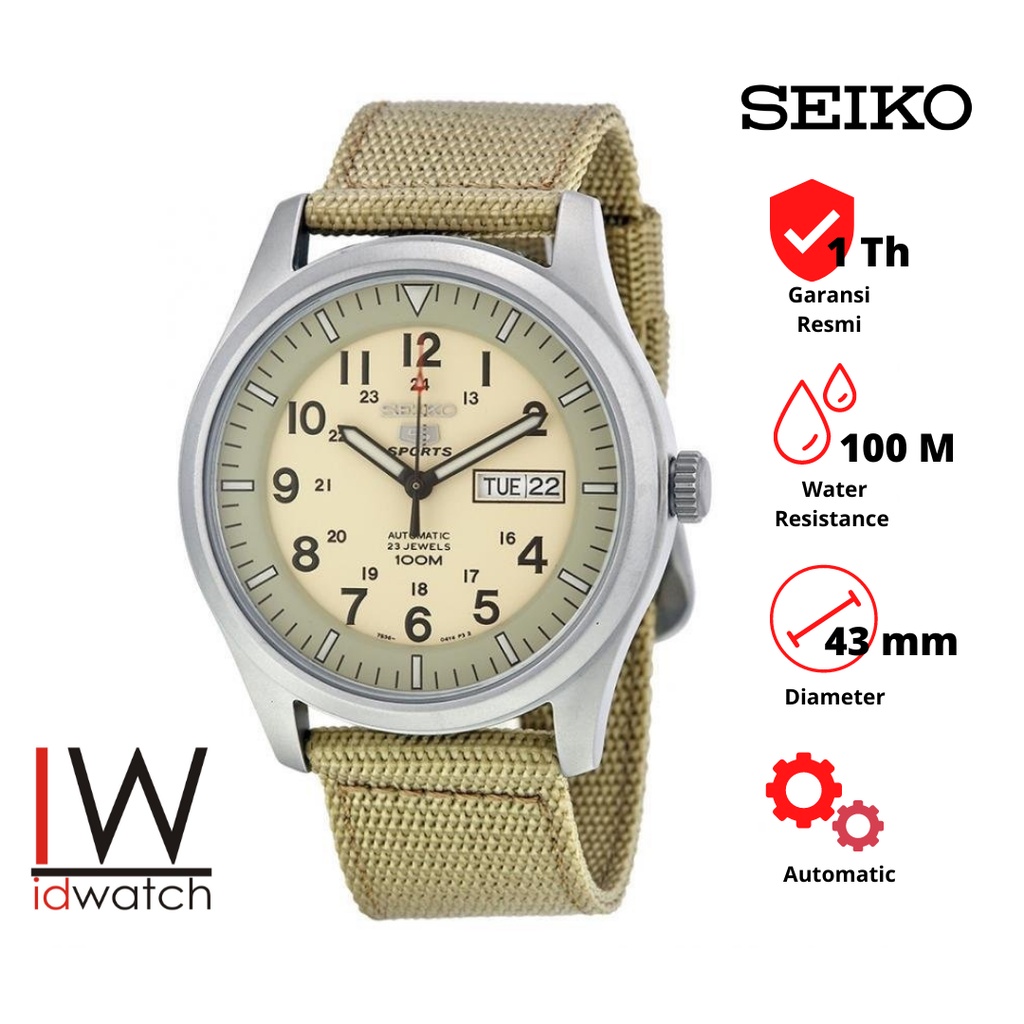 Seiko 5 Sports SNZG07K1 Automatic Jam Tangan Pria Original SNZG07 Cowok Strap Nylon Nilon Kanvas