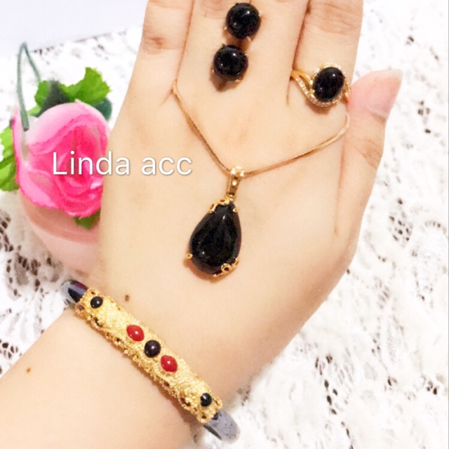 525 set giok hitam batu giok asli xuping 8