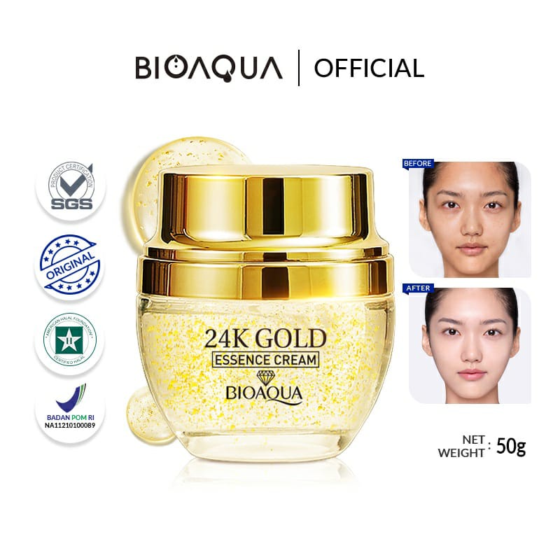 BPOM BIOAQUA 24K Gold Essence Cream 50g / serum anti aging whitening / BS