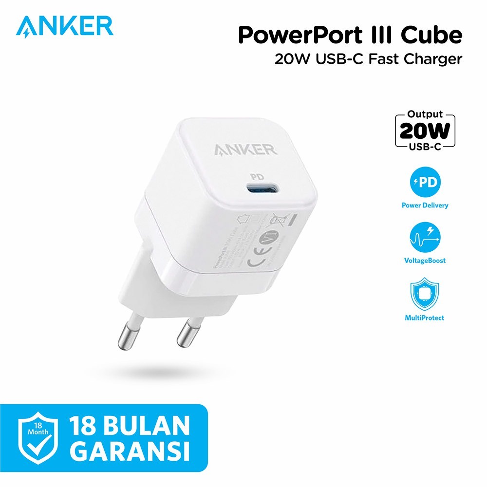 Compact WALL CHARGER A2633 Anker Powerport III Nano 20W Fast Charger USB-C