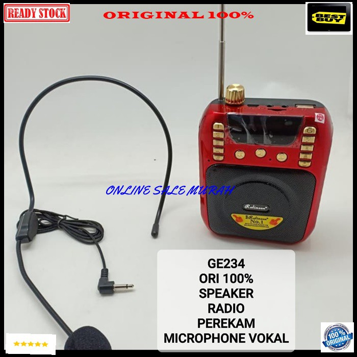 G234 Rolinson speaker mini bluetooth radio fm karaoke mic mik microphone bluetoot bluetot charger spk layar digital musik audio sound system suara display led dobel bass stereo Memory baterai cas casan charge Perekam rekam portable bluetoot bluetot bl
