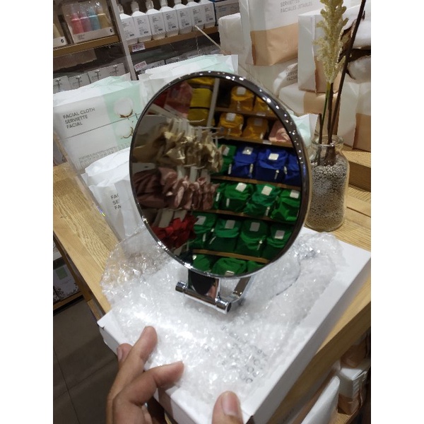 miniso kaca cermin meja makeup dua sisi