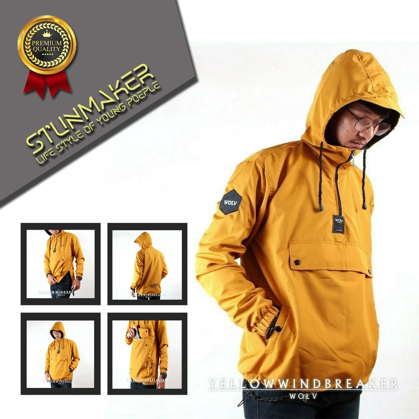 JAKET OUTDOOR WOLF JAKET CASUAL PRIA WANITA WARNA KUNING