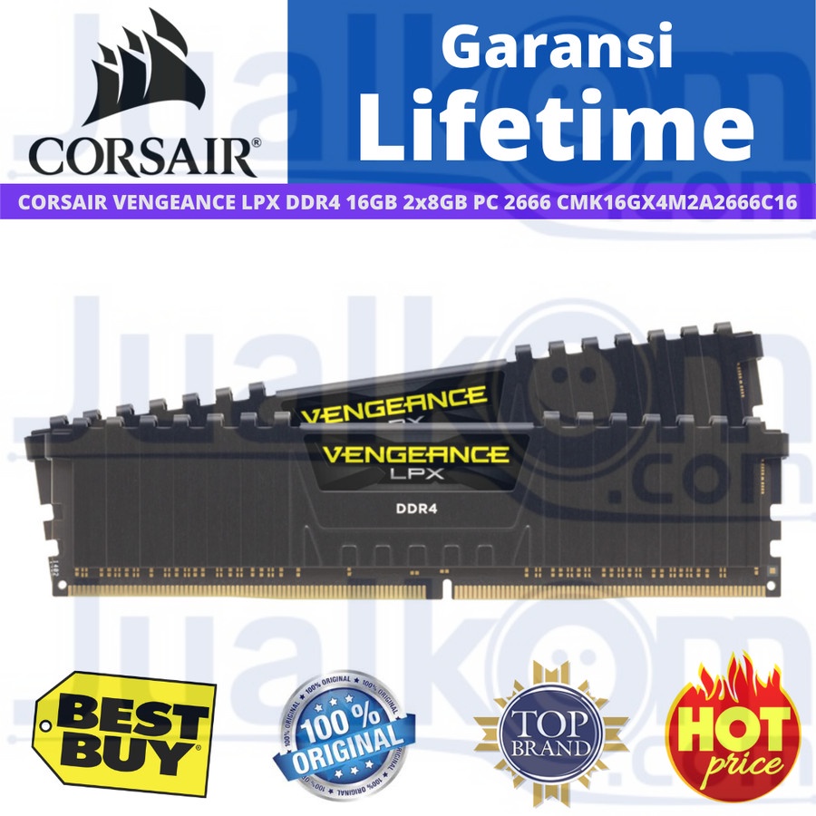 DDR4 16GB (2x8GB)  CORSAIR VENGEANCE  2666Mhz PC 21300 LPX CMK16GX4M2A2666C16