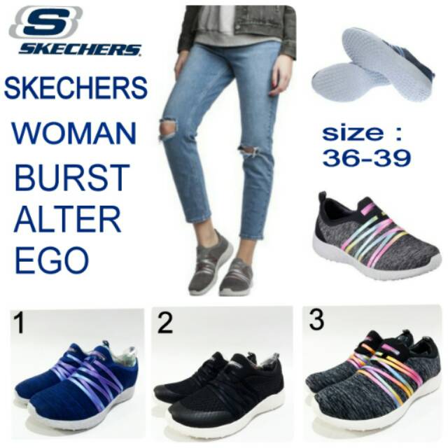 Sepatu skechers woman slip on burst alter ego skechers terbaru murah