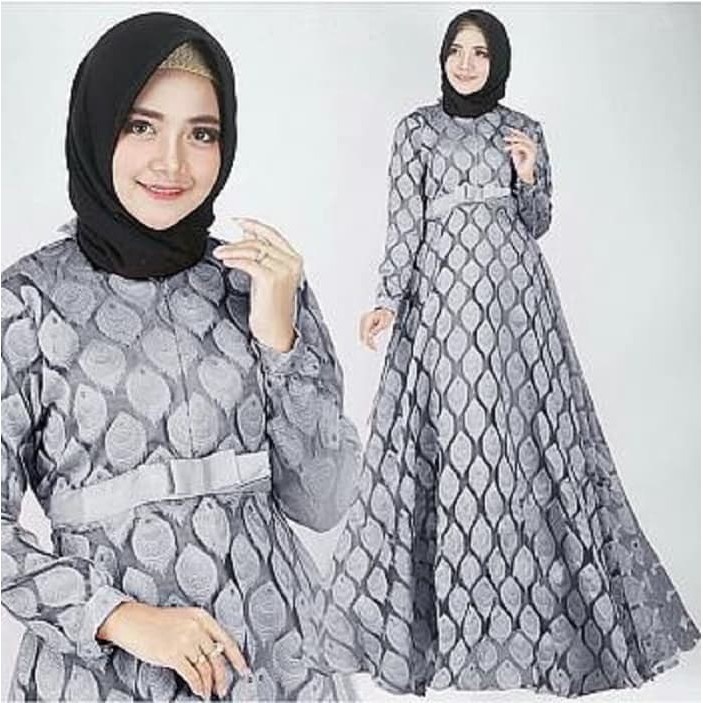 gamis MAXI MEWAH SILVER [Hijab 0121] SDO Baju Gamis Wanita Terbaru