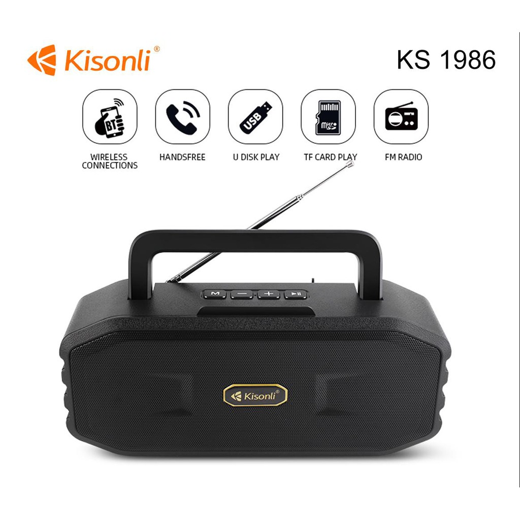 KISONLI KS 1986 SPEAKER + RADIO WIRELESS BLUETOOTH SUPPORT TF CARD USB FLASHDISK HANDSFREE BATERAI