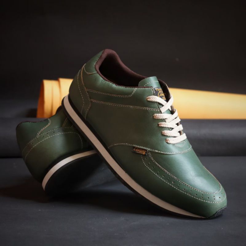 EZRA GREEN -Sepatu Casual Kasual Sneakers Pria Kulit Asli/Cowok/Men Lokal Ori Original Footwear LEATHER