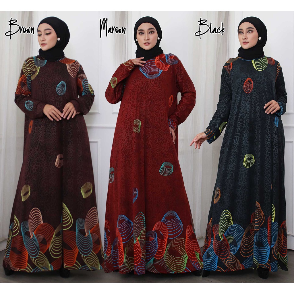 GMPN - Baju Gamis Wanita Jumbo 4L / XXXL Jersey Lemonskin Motif Abstract 3108 (J9B0) Dress Panjang C