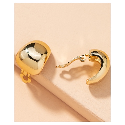 LRC Anting Jepit Fashion Golden Smooth Curved Alloy Non-pierced P60483