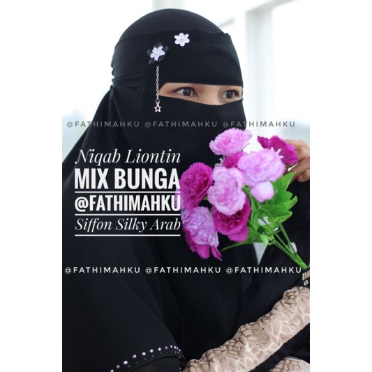 Niqab Liontin Bintang/Cadar Siffon Bunga Cantik/Niqab Temboro Murah