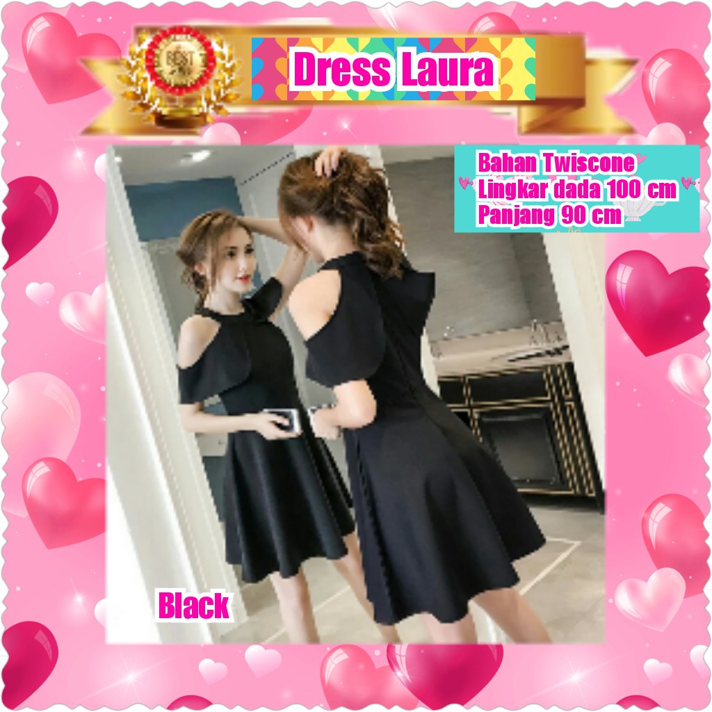 DRESS LAURA / MAROON / RED / BLACK / TERPOPULER / TERLARIS / TERMURAH