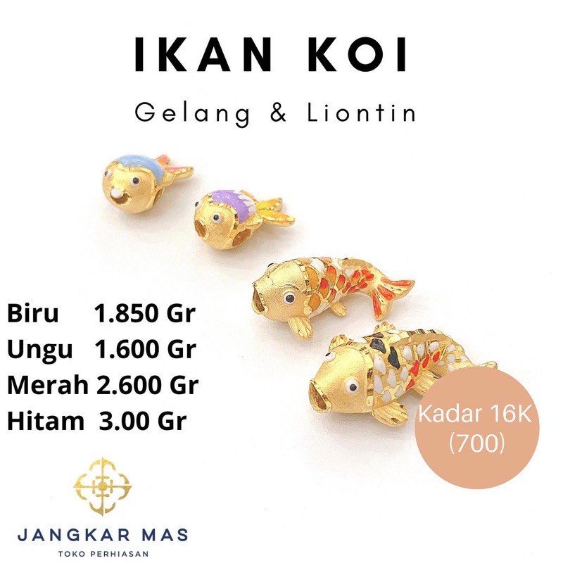 Charm KOI Ikan Emas 16K Koi Fish Liontin - Gelang