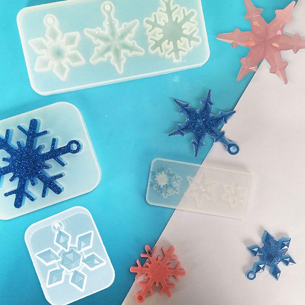 Preva Cetakan Resin Casting Cetakan 3D Transparan Snowflake Keychain Mold