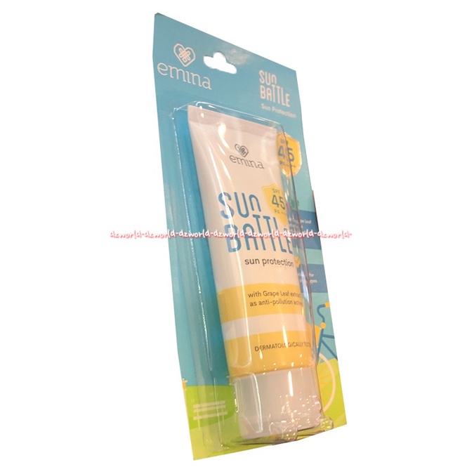 Emina Sun Battle 100gr Sun Protection SPF 45 Sunblock Untuk Kulit With Grape Leaf Emmina Sun Blok Sun Block