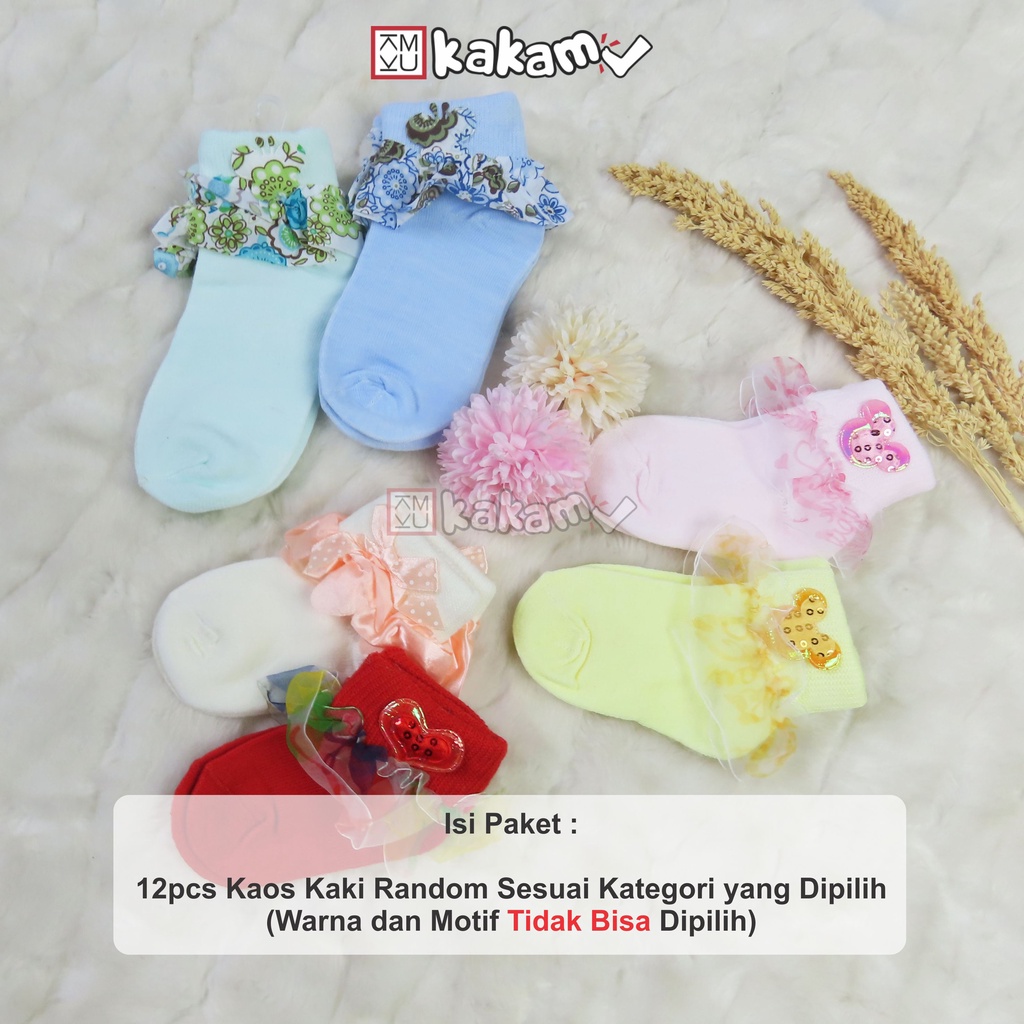 Kakamu Paket Kaos Kaki Bayi Renda Mix 12pcs