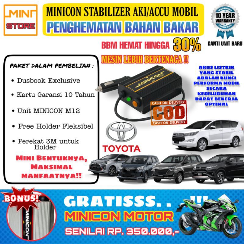 MINICON VOLT STABILIZER AKI ACCU PENGHEMAT BAHAN BAKAR MOBIL TOYOTA ASLI ORIGINAL GARANSI 10 TAHUN